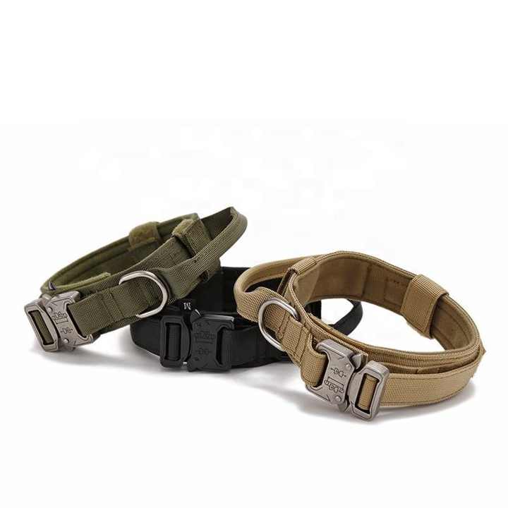 High Quality Heavy Duty Metal Buckle Pet Collar Large Dogs collar and leash set Tactical Dog Collars