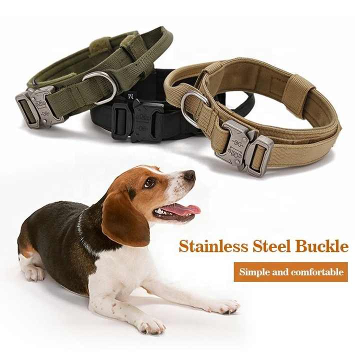 High Quality Heavy Duty Metal Buckle Pet Collar Large Dogs collar and leash set Tactical Dog Collars